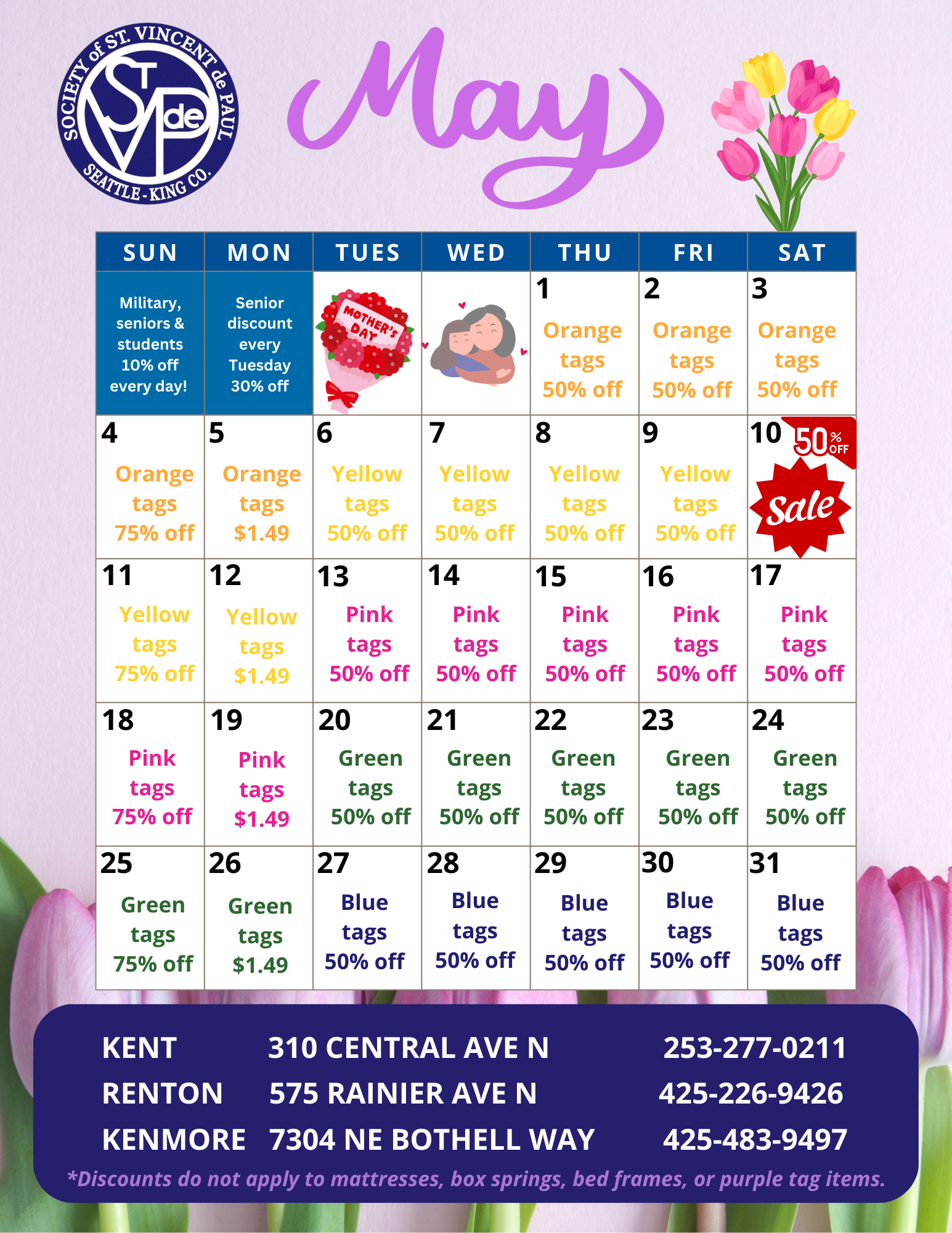 Store Calendars 2025 May