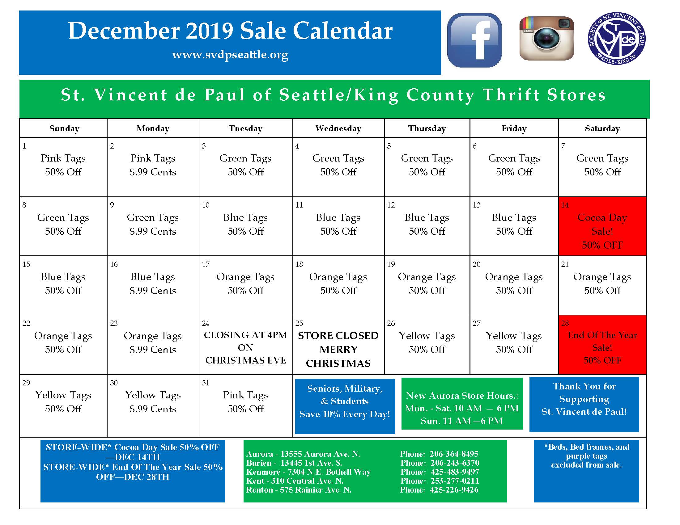 Calendar St. Vincent de Paul